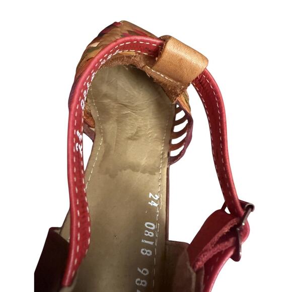 Huaraches Sandals Womens 7 M Colorful Leather Made In Mexico Wedge Ankle Strap - Picture 9 of 10